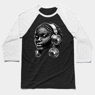Afrocentric Woman Music Baseball T-Shirt